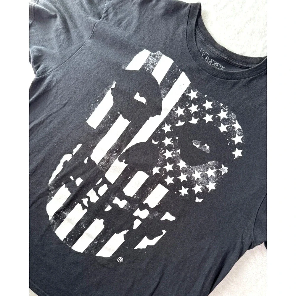 MISFITS Punk Rock T shirt‎ Black Stars and Stripes Skull XXL Licensed  2014. - Picture 2 of 11